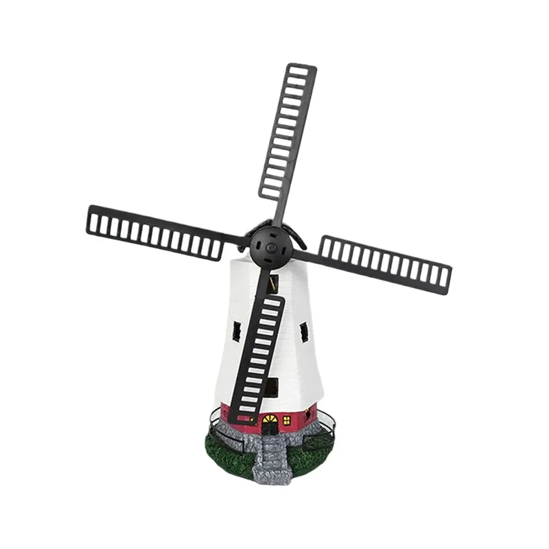 ABKW-Solar Light House Outdoor Decorative LED Wind Mill Figurine Solar Powered Lighted Windmill Statue For Garden Yard