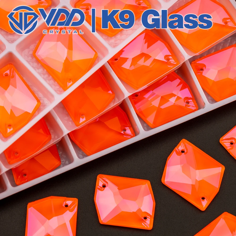 VDD 17x21mm Neon Orange Cosmic Top Quality Glass Sew On Rhinestones Crystal Flatback Stones For Clothes Decoration Wedding Dress