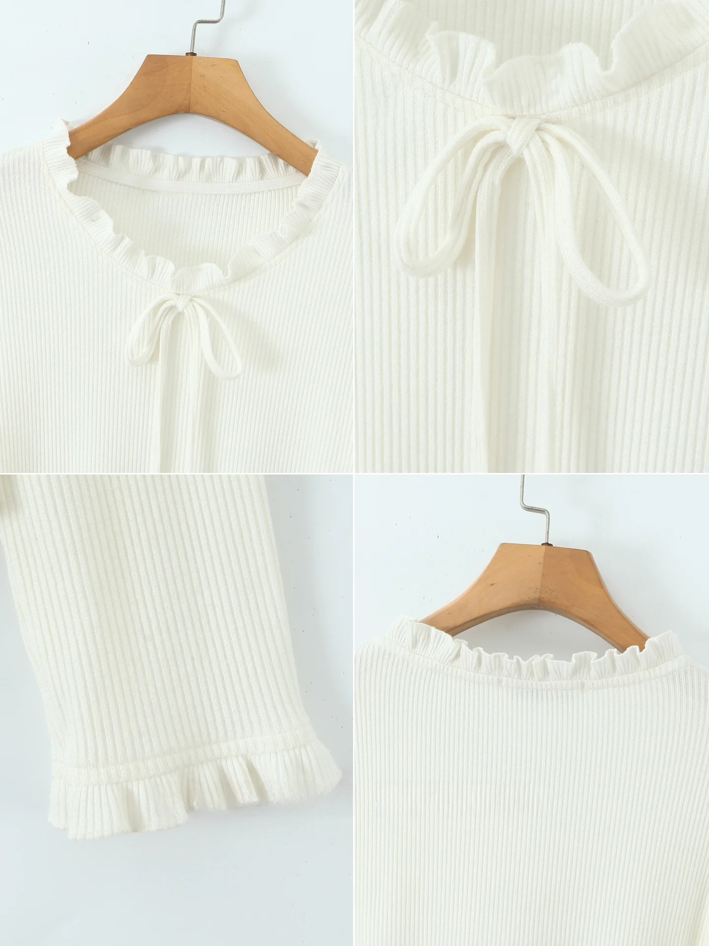 

Miss Mea Large Size Women's Knitted irt Autumn New Agel Personali Wooden Long Sve Skin Sensation Top