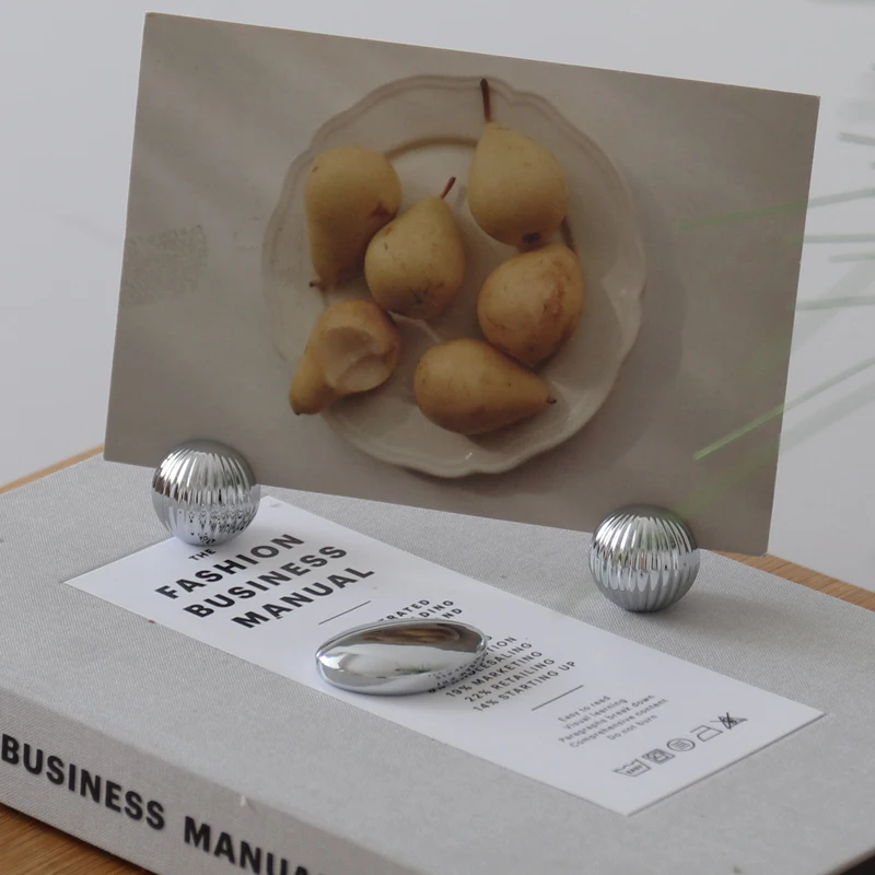 

Minimalist Stainless Steel Business Card Holder Photo Clip Stand Modern Desk Organizer for Office Scandi Nordic Home Decor