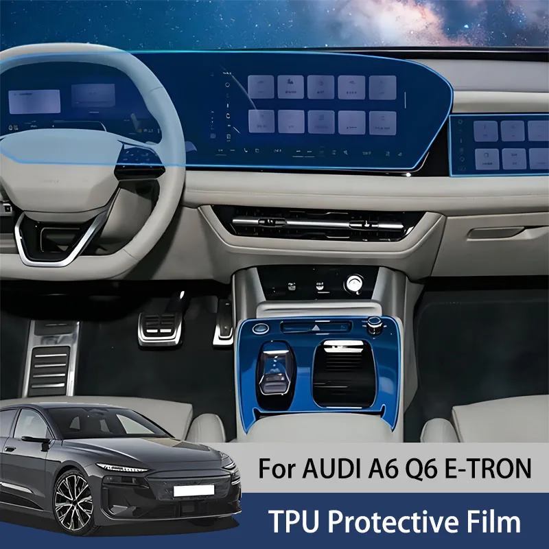 Interior TPU Protective Film for AUDI A6 Q6 E-TRON 2025 2026 Navigation Screen Center Console Anti-Scratch Car Film Accessories