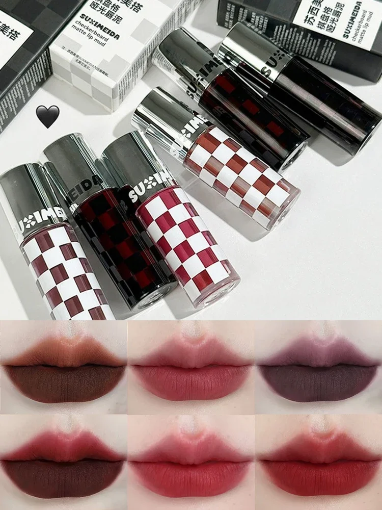 Matte Lippenstifte in Dunkelrot, Wasserfester Langanhaltender Rauchiger Nude-Lila Matte Lippenstift, Natürlicher Schokoladen-Lippen-Tint Make-up