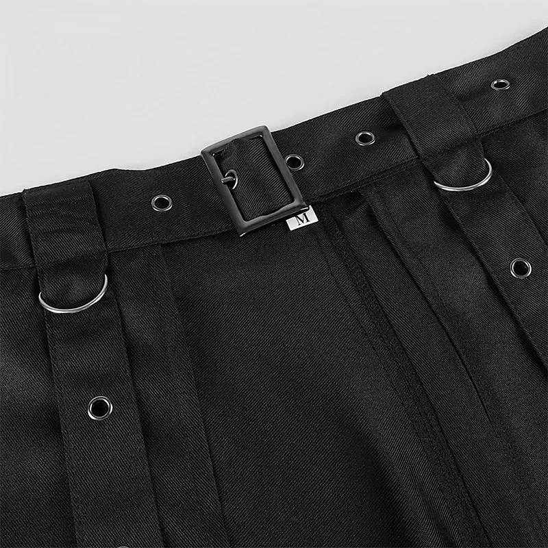 WoMen Dark Rock Skirt Punk Steam Gothic Party Fashion Solid New Large Size Men\'s Personality Black Rivet Asymmetric Half Skirts