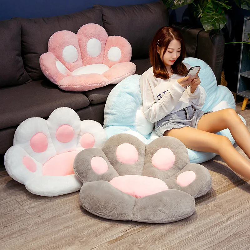 70cm INS Cute Cat Paw Cushion Plush Filling Soft Pillow Heart Shaped Tatami Sofa Cushion Kawaii Birthday Gift Home Decoration