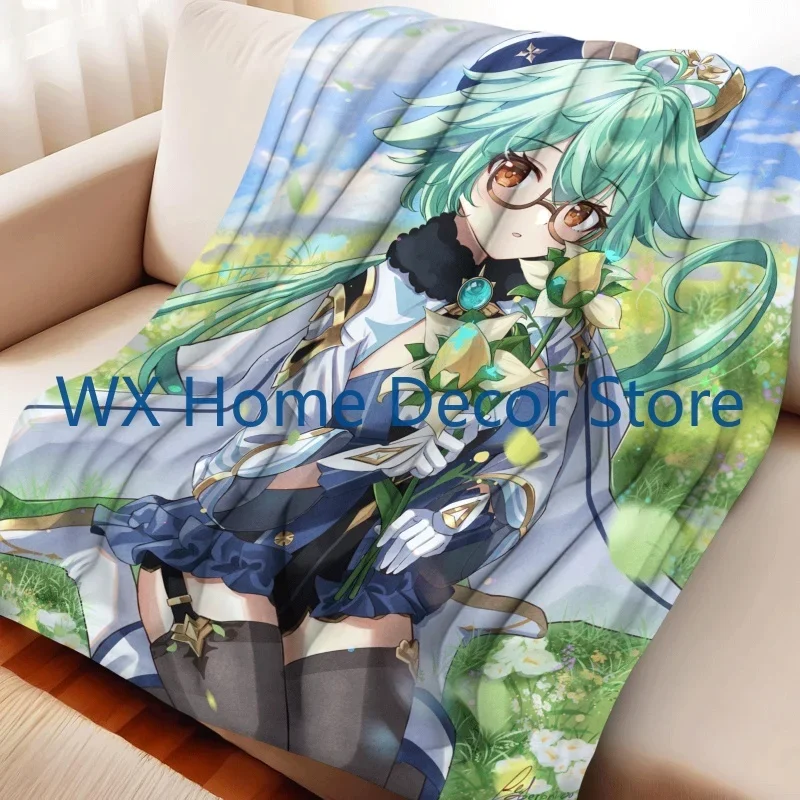 Genshin Impact Sucrose Flannel Throw Blanket for Sofa  Perfect Birthday Gift for Travel  Hiking Enthusiasts