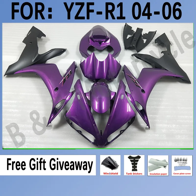 

Motorcycle Fairing kit fits Yamaha YZF-R1 2004 2005 2006 YZF1000 04 05 06 Fairing Purple Black motorcycle Bodywork