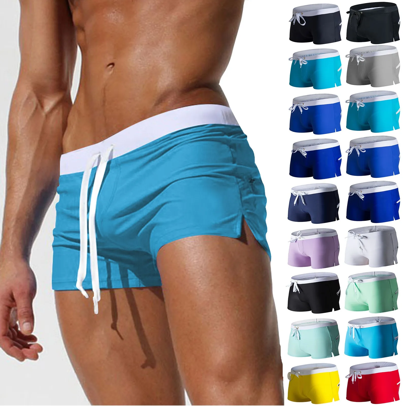 men's Swimwear Low Waist Surfing Trunk swim short sexy personality Swimsuit male pocket swimming beach board short men bathing