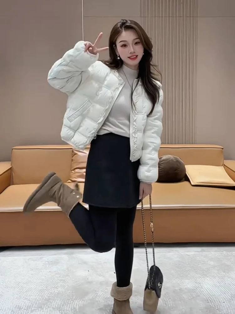 

Korean Design Puffy Duck down Jacket Women's Winter New Warm Cloud White Duck Feather Outerwear Loosely Fitted
