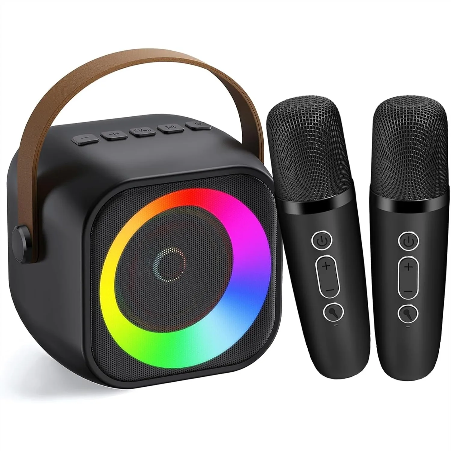 Portable Karaoke Machine with Bluetooth Speaker and Wireless Microphones for Kids Adults Home Party Birthday Gift