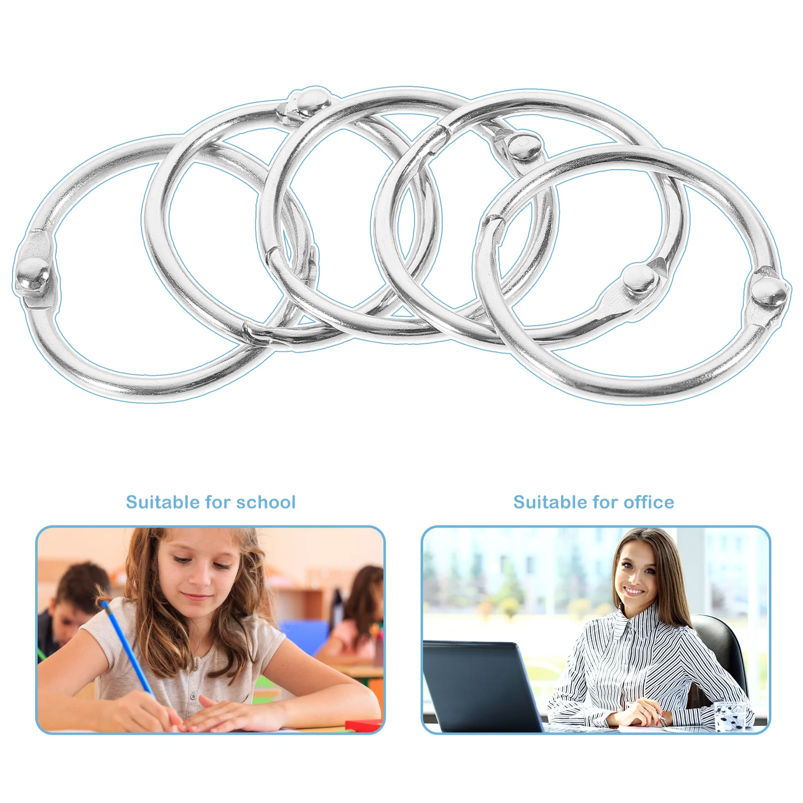 Keychain Rings Snap Stationery Binding Open Photo Album Book Loose-leaf 20pcs/pack Binder Clamp Office