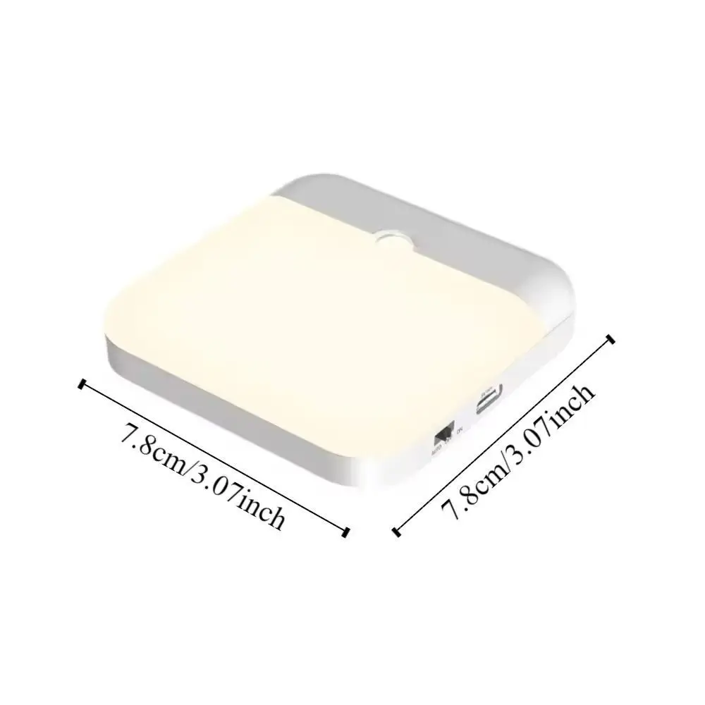Square LED Night Light Rechargeable Large Smooth Surface Motion Sensor Light Human Induction Wireless Wall Lamp Toilet