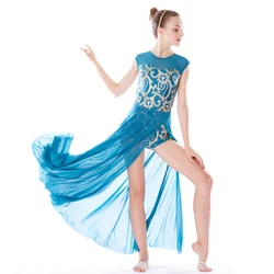 MiDee Fairytale Sequin Brocade Long Skirt Lyrical Dance Dress For Stage Competition Performance