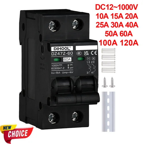 Imagen 1 del producto DC1000V MCB Solar DC disyuntor protección contra sobrecarga interruptor de desconexión 100A 120A 20A 25A 30A 40A 50A 60A Protector de batería
