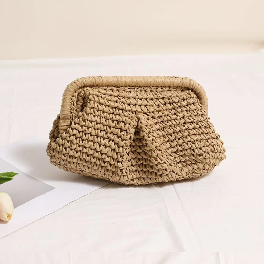 Bohemian Shell-shaped Weave Bag Hollowed Out Chain Strap Chain Crossbody Bag Handbag Large Capacity Straw Shoulder Bag Picnic