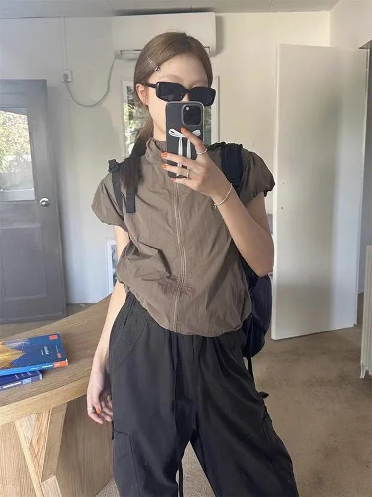 American Vintage Sports Jackets Women Mountaineer Short Sleeve Sun Proof Coat Female Summer Thin Zipper Quick Drying Jacket