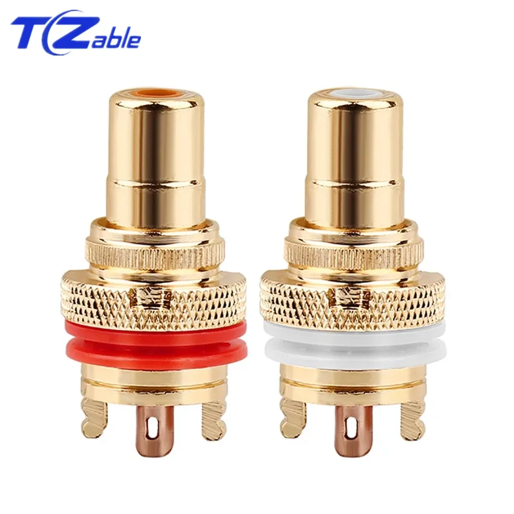 HiFi Plug Connector RCA Audio Connector Female Socket Chassis For CMC Connectors Rhodium Plated Copper Jack Copper Plug