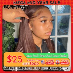 Wow Angel Schokoladenbraun gefärbte 13x6 HD Lace Front Perücke gerade Perücken leimlose Echthaarperücke Weargo Perücke Melt Skin für Frau