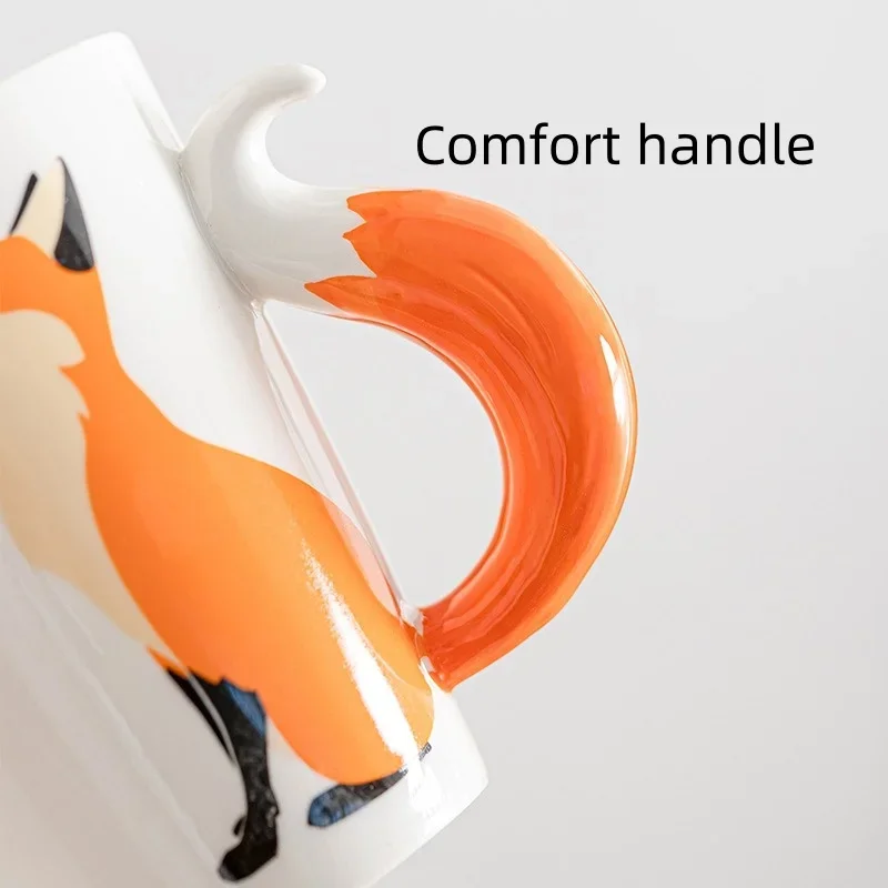 360ML 3D Fox Ceramic Cups Cartoon Animal Pattern Coffee Mugs Afternoon Tea Anti-scalding Milk Mug Home Office Kid Gifts Cup view 4