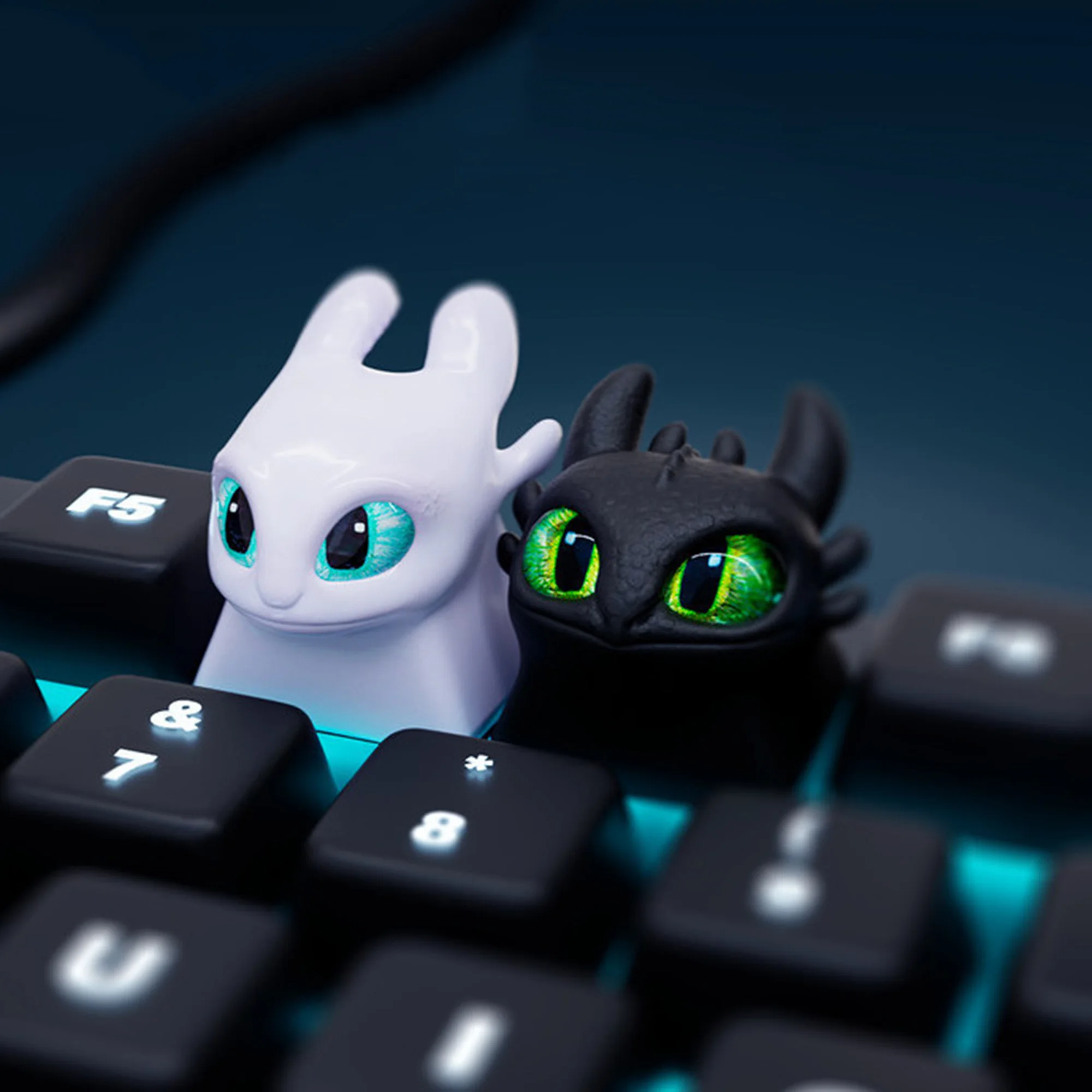 1pcs Black White Dragon Novelty Keycap Personalized Handmade Resin Creativity Custom Keycaps for MX Mechanical Keyboards