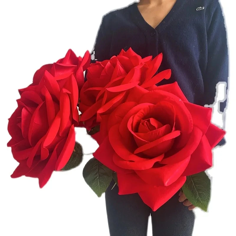 

Single Branch Velvet Giant Rose Soft Decoration, Shooting Props, Wedding Roadmap, Large Simulation Flower, 10Pcs