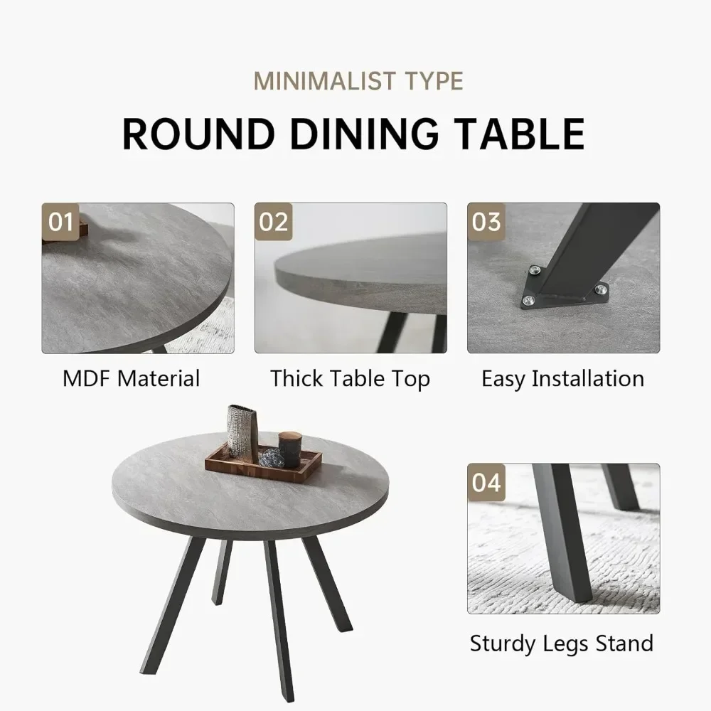 Round Dining Table Set, Mid Century Modern Small Round Dining Table Set, Saving Space