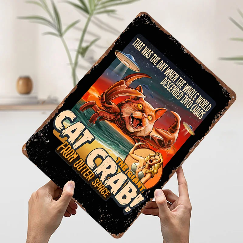 العملاق القط كراب المعادن المشارك تين علامات جدار الفن غرفة نوم الديكور الألعاب علامة معدنية مخصصة للديكور المنزل ديكور خمر