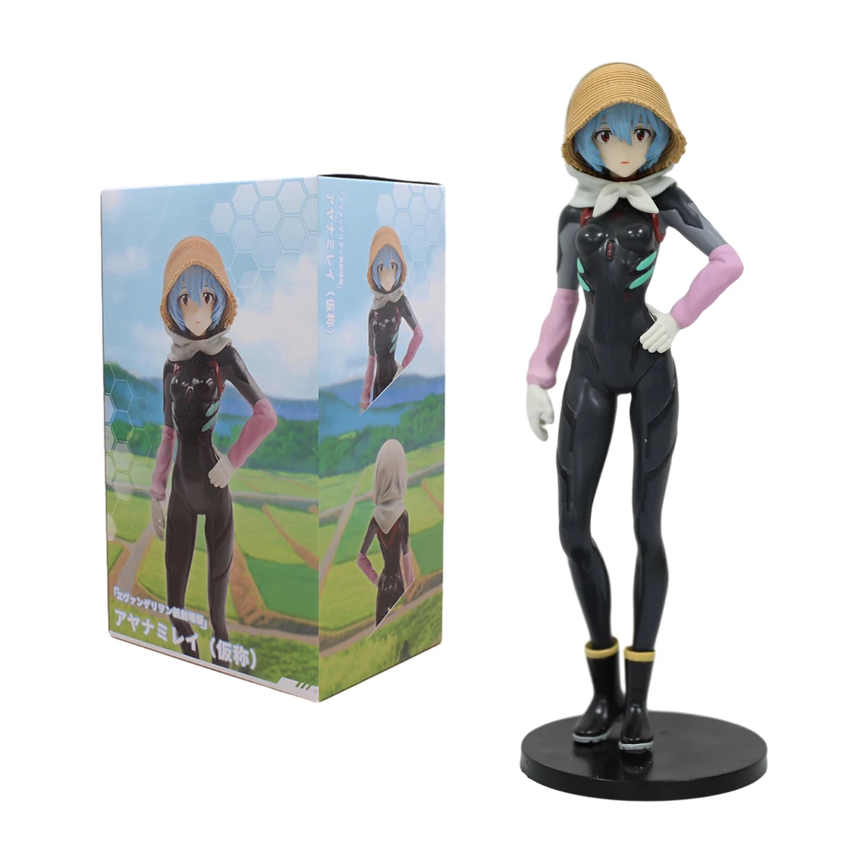 Cappello di paglia da 18CM Ayanami Rei Anime Figure EVANGELION Black Battle Suit Model Toy Combat Suit Action Figure EVA Collection Gift