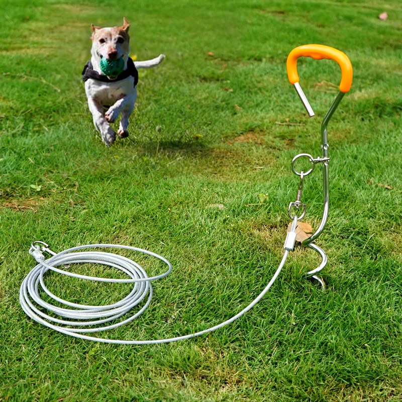 New Outdoor Pet Steel Ground Nail Bolt Dog Stake Steel Wire Chain Traction Rope Fixing Bolt Camping Accessories Ground Stake