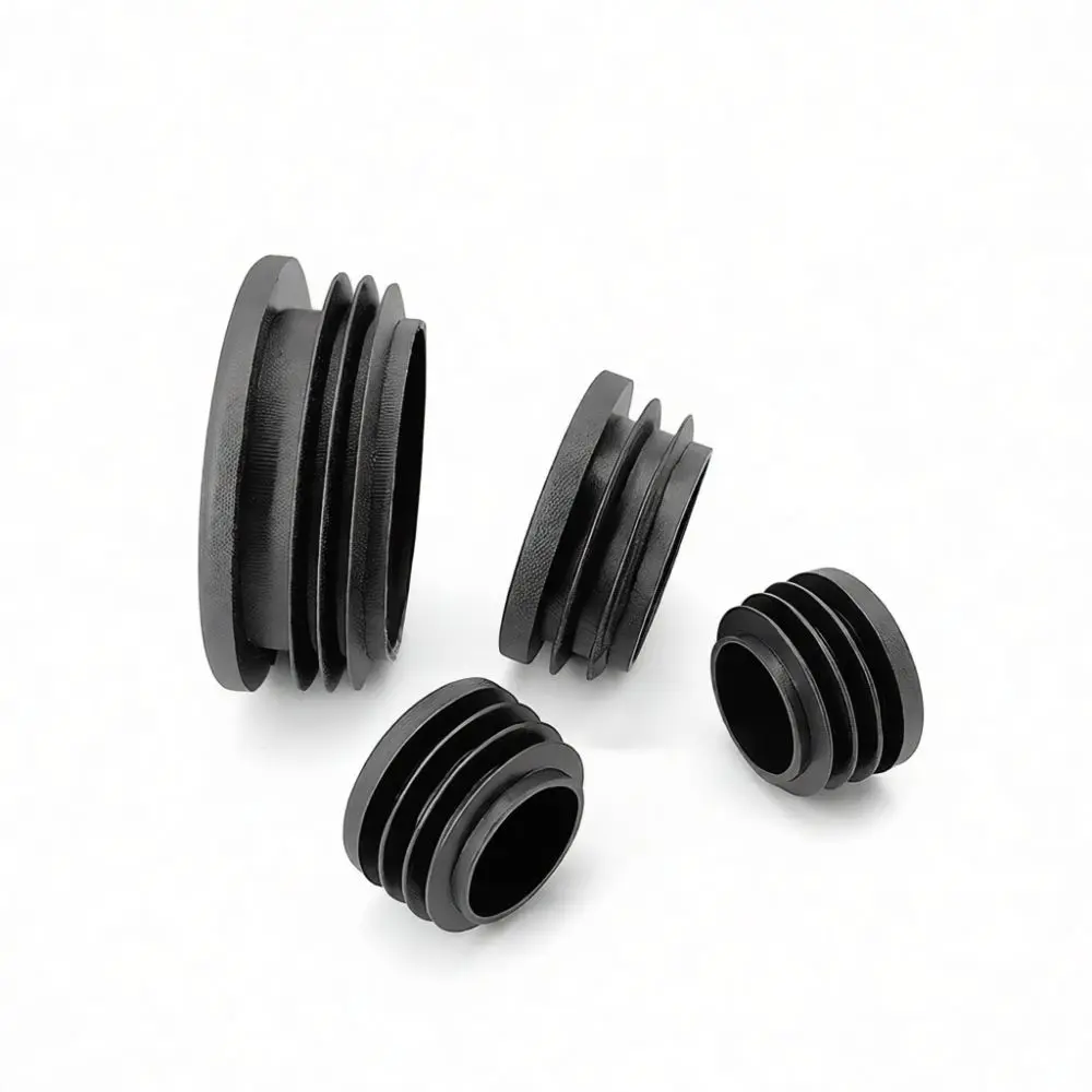 Black Round Pipe Tube Insert Plugs Plastic End Caps For Furniture Chairs Tables Metal Pipe Protection Fittings Stopper
