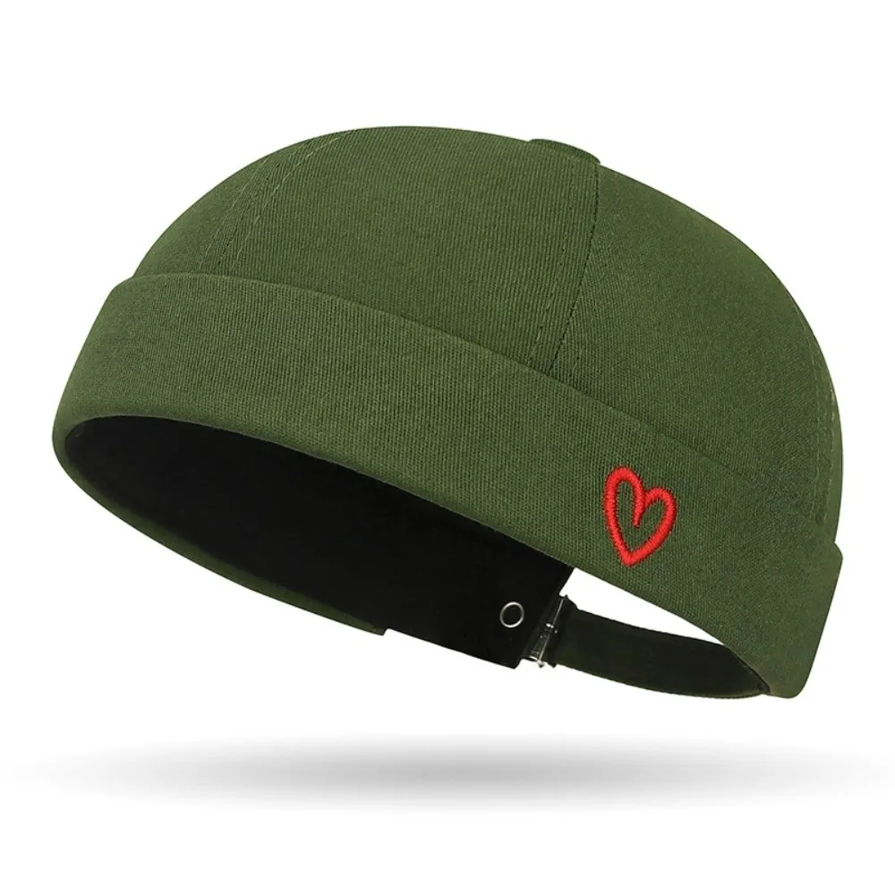 Casual Heart Love Label Docker Cap Cotton Adjustable Brimless Hat Beanie Hats Men and Women