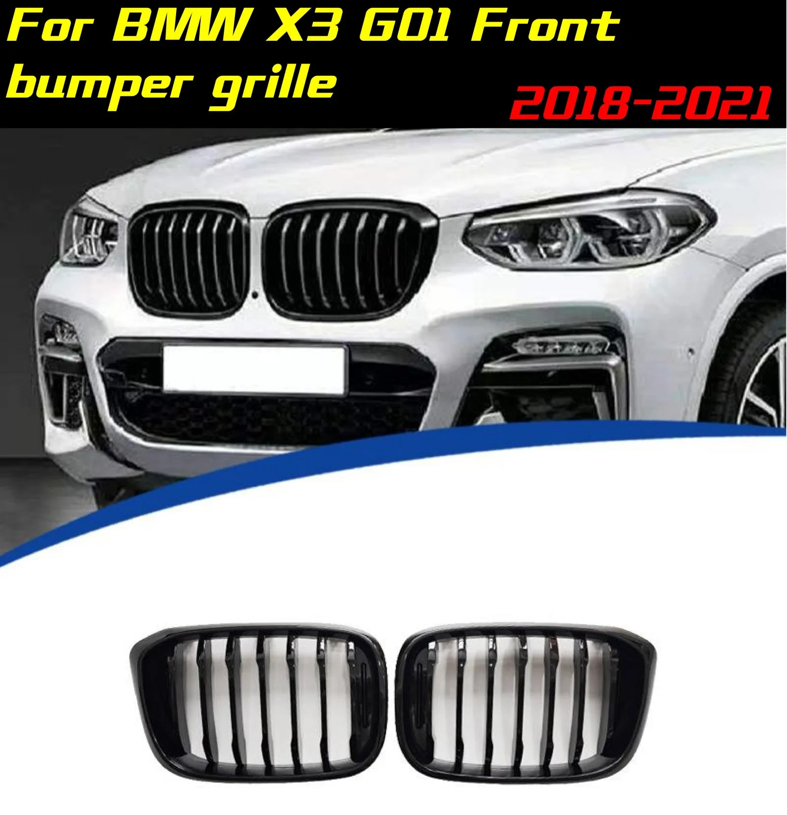 

Решетка переднего бампера для BMW X3 G01 2018-2021, передняя решетка, автоматическая гоночная решетка, комплекты кузова, внешняя модификация, спортивный комплект