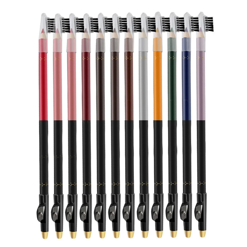 12Pcs Waterproof Lip Liner Set Matte Long Lasting Eyeliner Pencil Natural Durable Colorful Eye Makeup Tool Eye Makeup Pen