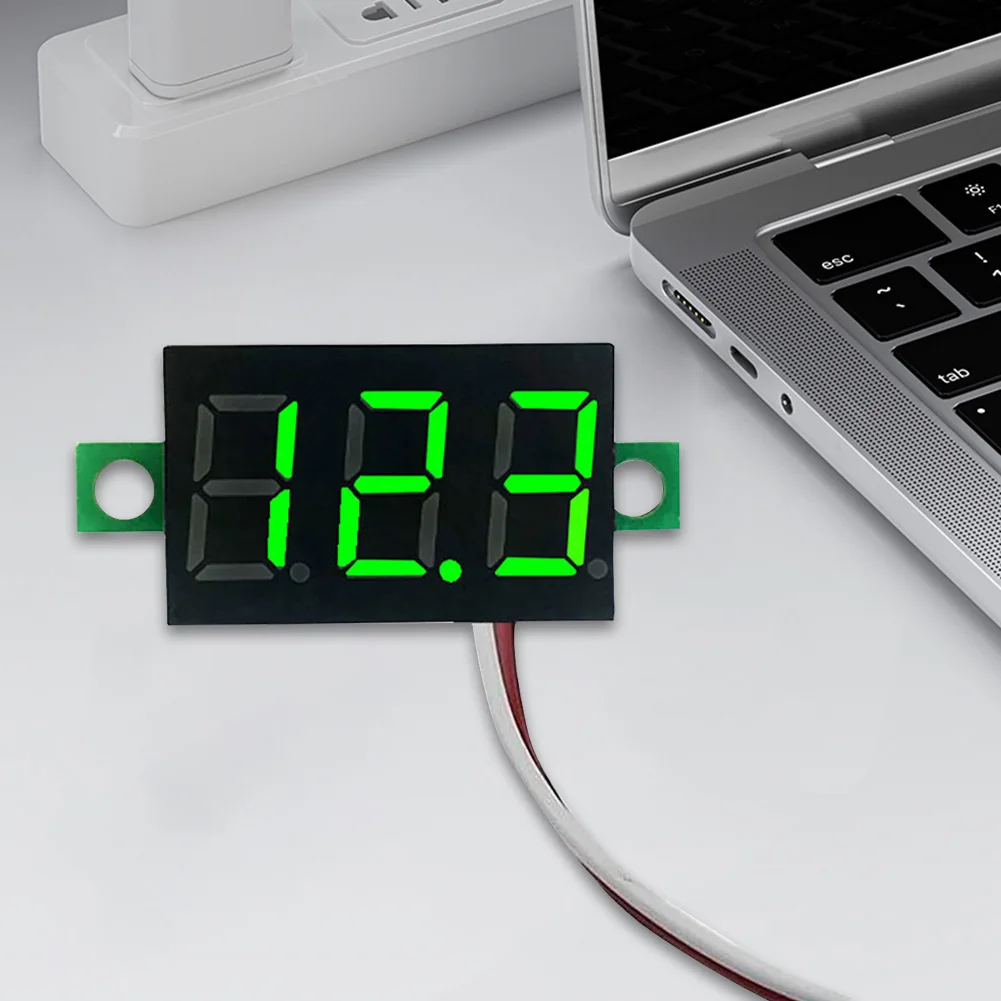 2 Wires Mini Digital Voltmeter LED Display 0.28 Inch DC Volt Meter DC 2.5V-40V Red/Blue/Yellow/Green Reverse Polarity Protection