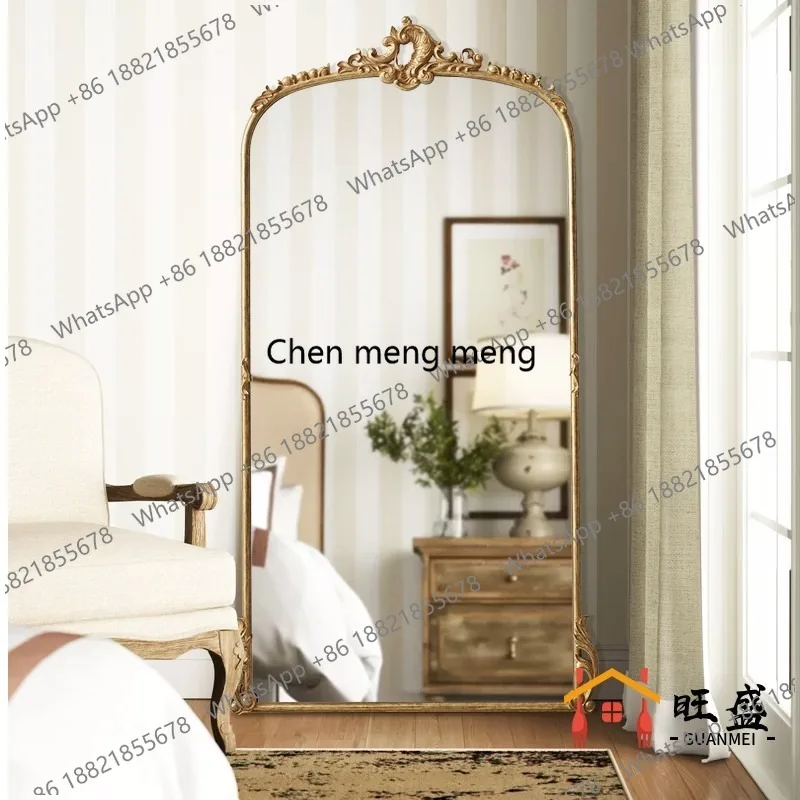 

European full body retro floor mirror household wall French carved fitting American full-length mirror