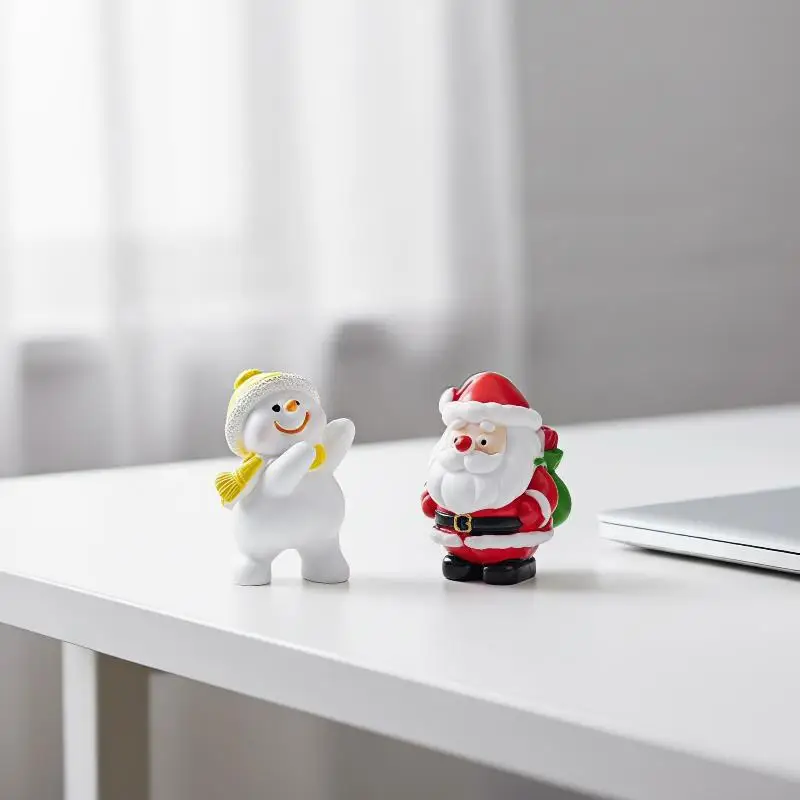 Mini Christmas Resin Figurine Adorable Santa Snowman Mini Craft Non-toxic for Micro Landscape Kids Room Xmas Holiday Decor