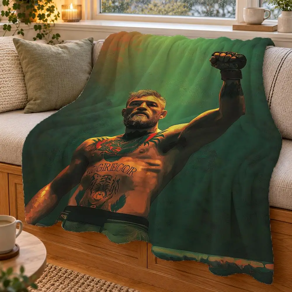 Boxing Conor McGregor Throw Double Sided Flannel Throw Blanket Soft Warm Washable Home Decor