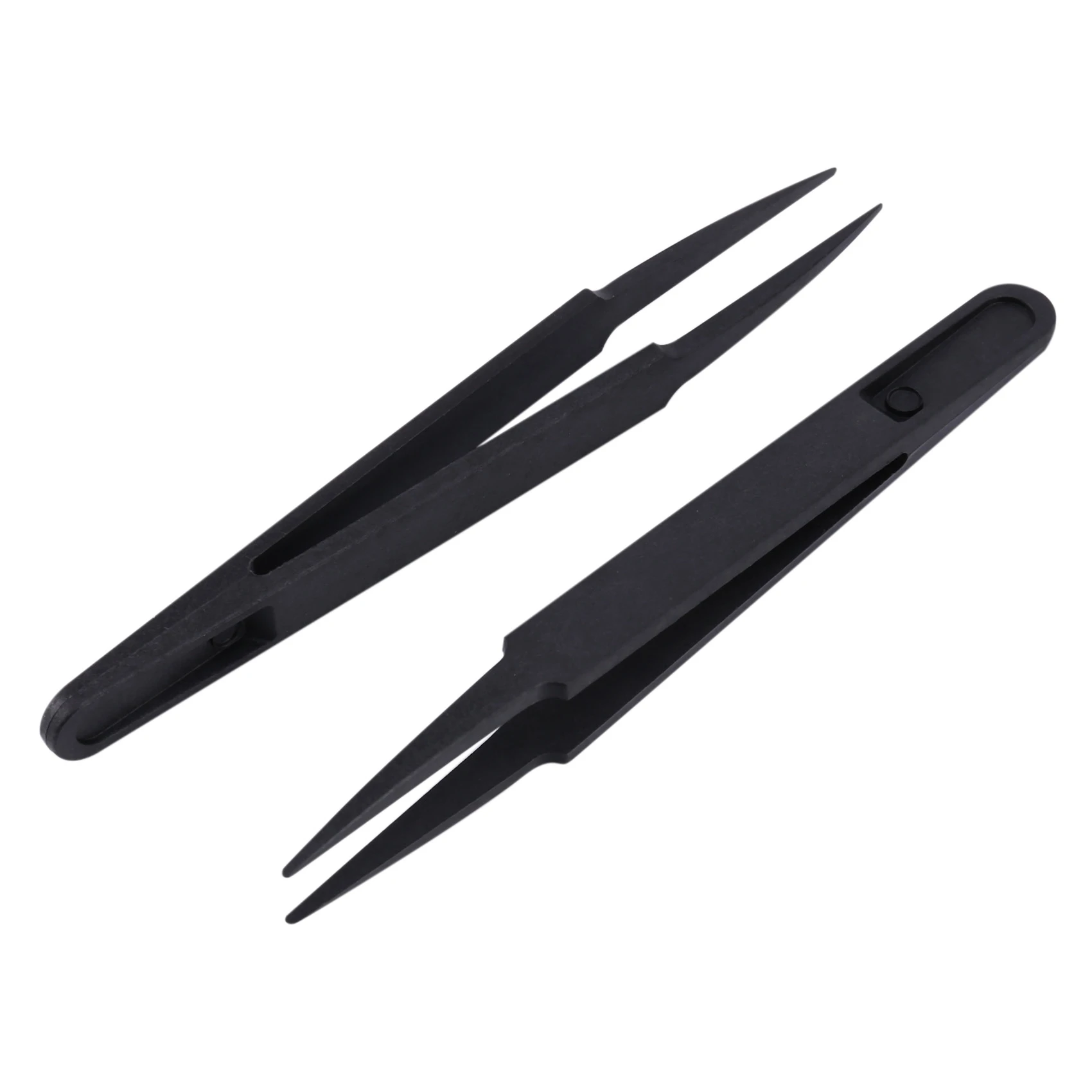 3 Pcs Black Plastic Electronic Pointy Tip Anti-static Tweezers