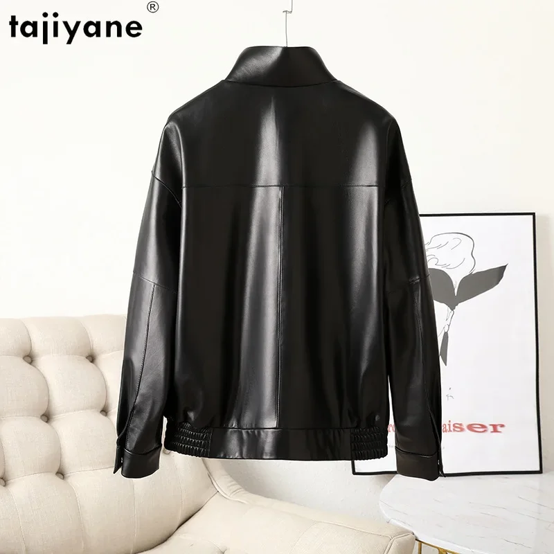 Tajiyane Real Leather Jacket Women Genuine Sheepskin Coat Stand Collar Autumn Winter Casual Loose Leather Jackets Vintage Coats