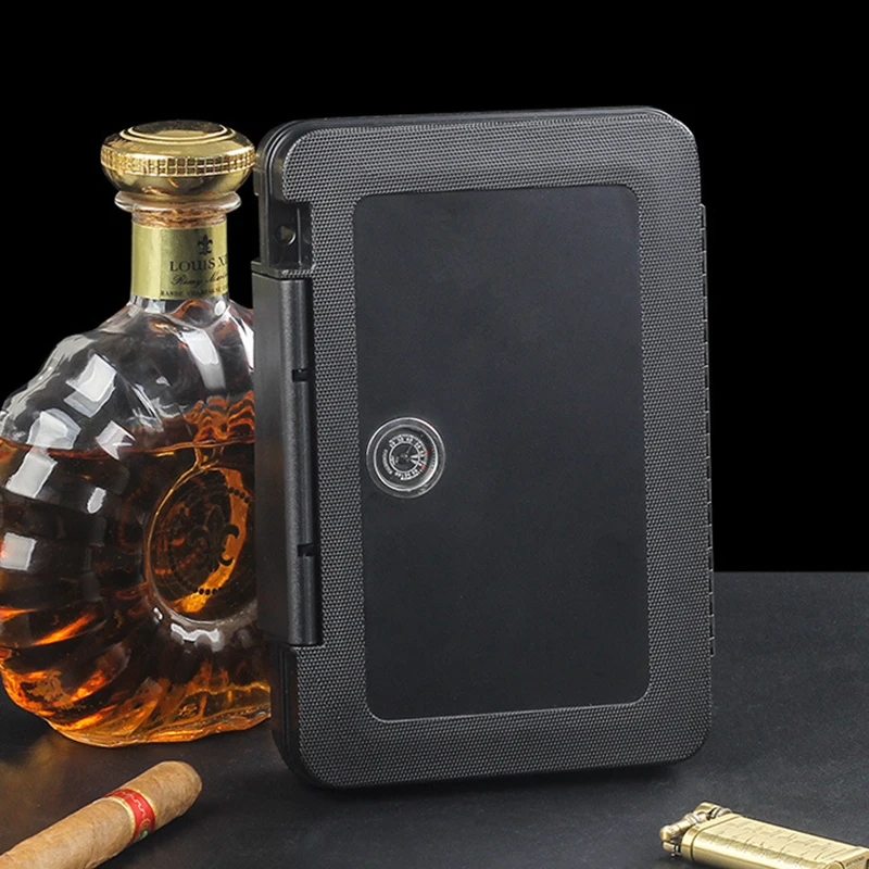 

Portable Cigar Humidor Box With Hygrometer And Humidifier ABS Travel Cigar Case Storage For 5 Cigars Men's Gift