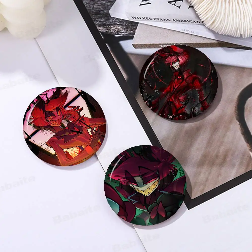 

H-Hazbin H-Hotel Anime Character Alastor Photo Brooches Creative Round Badge Gifts Pins 32/44/58mm