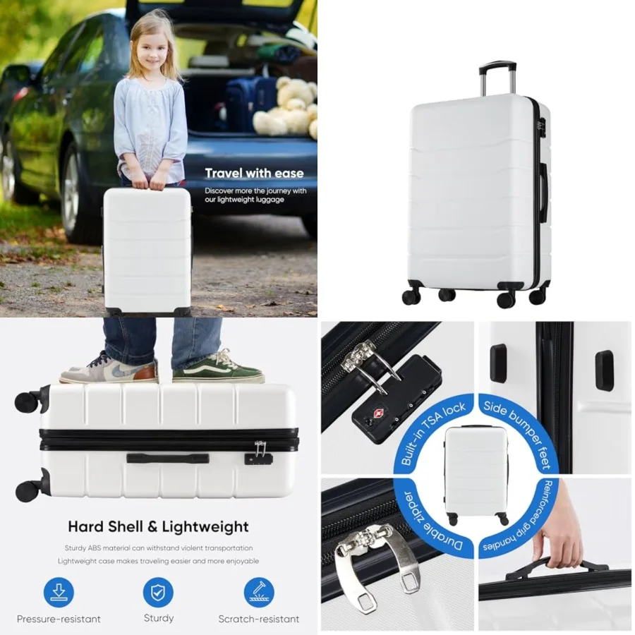 

ch Carry-On Luggage, Hardside Suitcase with Spinner Wheels, Lightweight ABS Hard Shell Travel Luggage, TSA Approved Lock, Expan