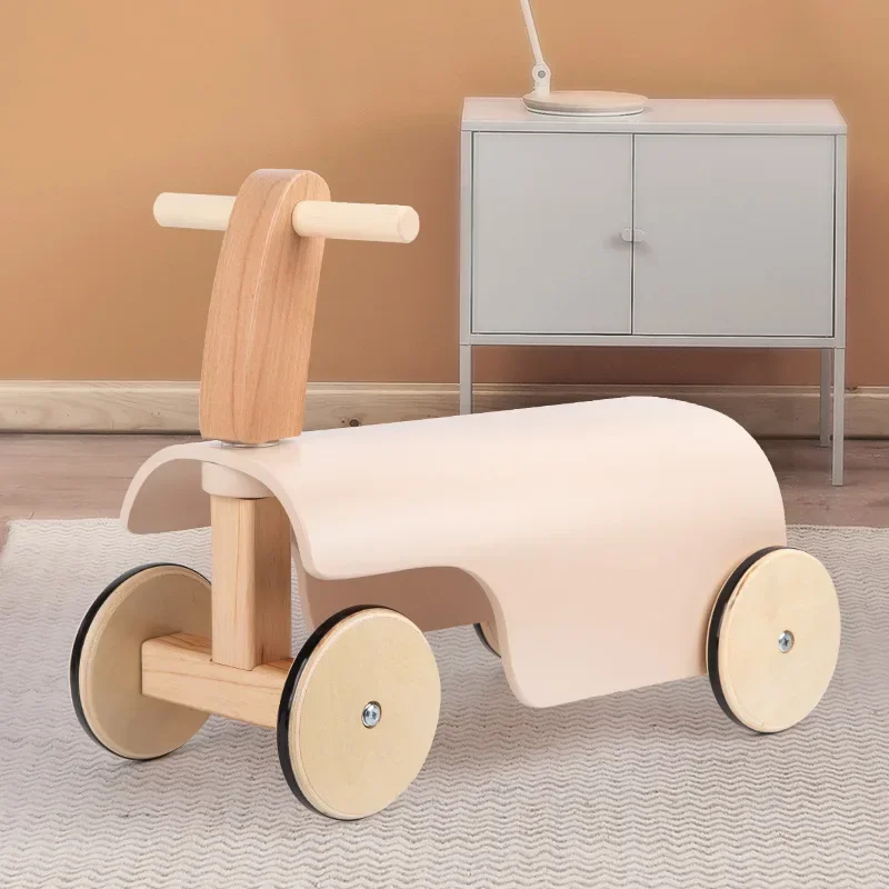 Trottinette en bois pour l'éducation de la petite enfance, jouet pour apprendre à marcher, voiture d'équilibre à quatre roues