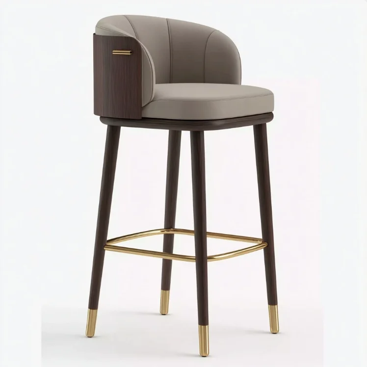 #Luxury Modern Upholstered Bar Stool With Gold Accents Wood Frame Durable & Eco-Friendly For Kitchen And Dining Room