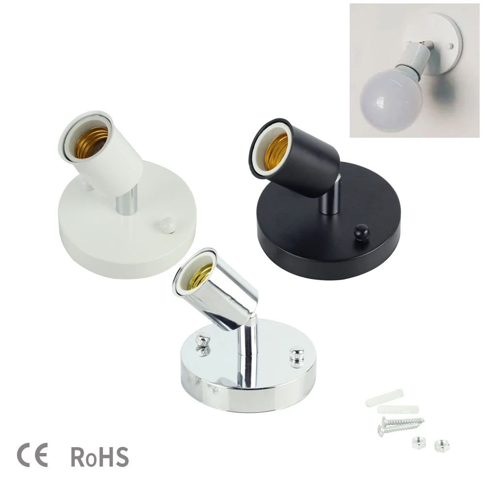 Lampshade Holder E26 E27 Bulb Holder Modern Wall Lamps Sconces 180 Degrees Rotation Wall Lights Decor For Bar Restaurant Home