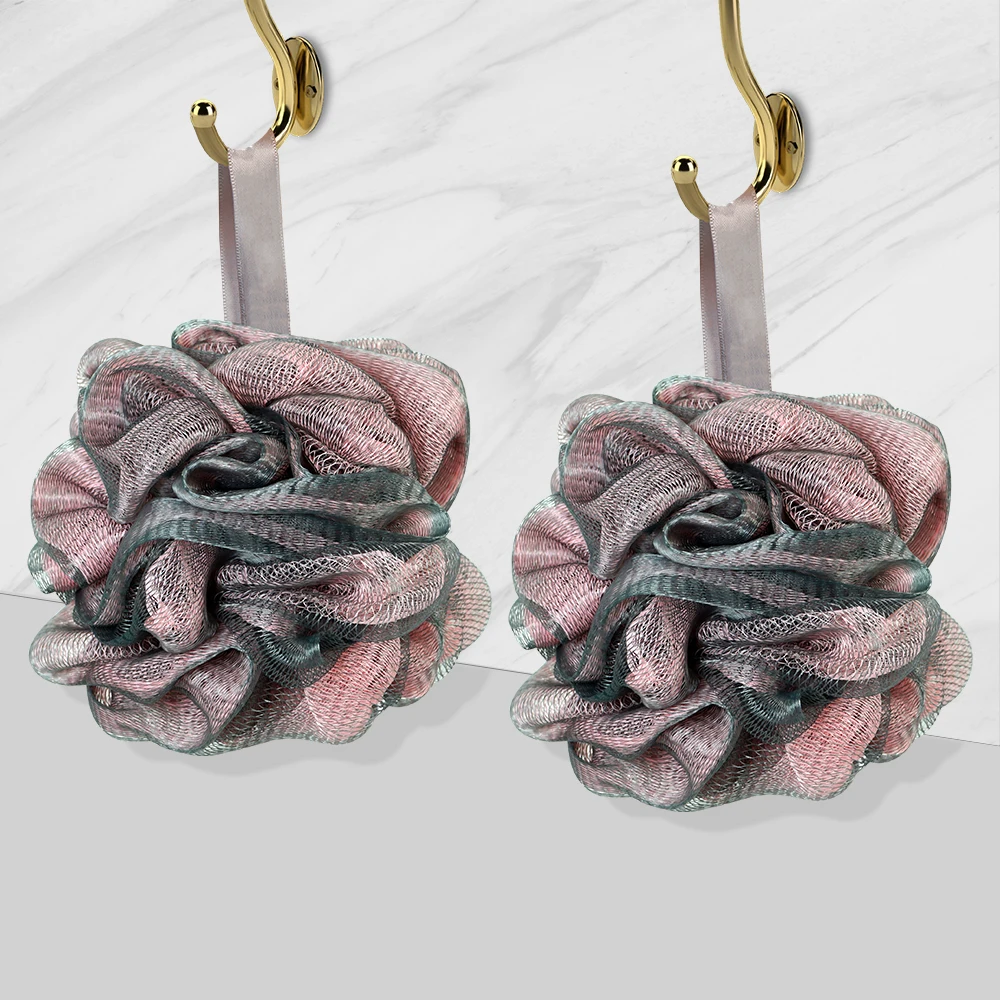 Shower Sponge Bath Ball Pouf Shower Ball Exfoliating Body Scrubber Body Exfoliator Two Color Bath Flower Bathroom Accessories
