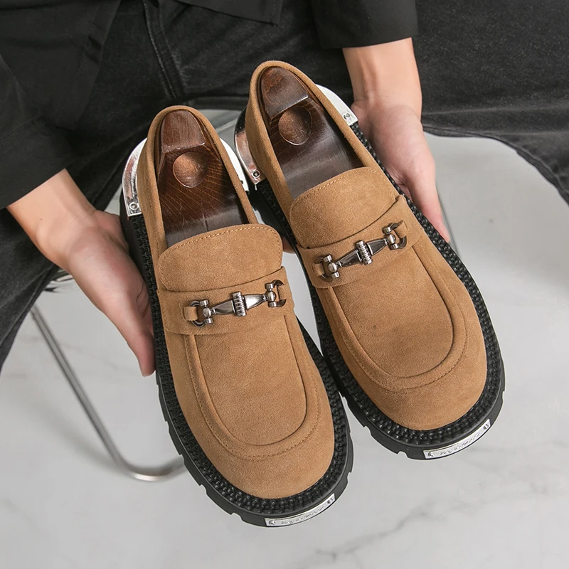 

Мужские лоферы на толстой подошве, увеличенная высота, деловая повседневная мужская обувь в стиле ретро, размер 38-46