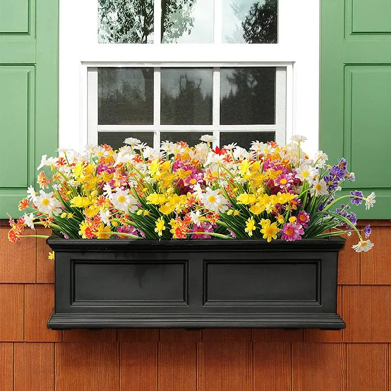 35cm Artificial Flower Daisy Anti-UV Non-fading Plastic Plant Home Decoration Window Outdoor Plastic Flower Wedding Decorations