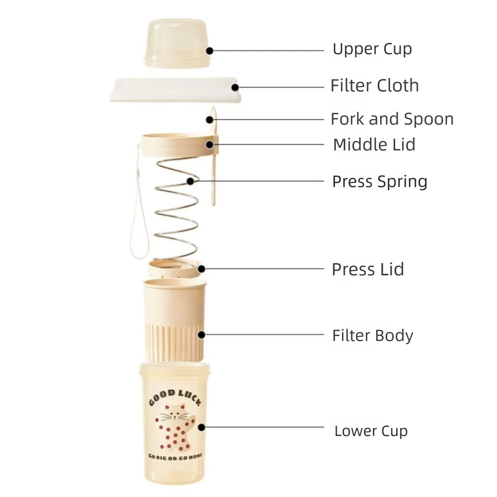 

Double Layer Yogurt Filter Cup Leakproof with Spoon Breakfast Oatmeal Cup Plastic Spring Pressure Salad Cup Refrigerator