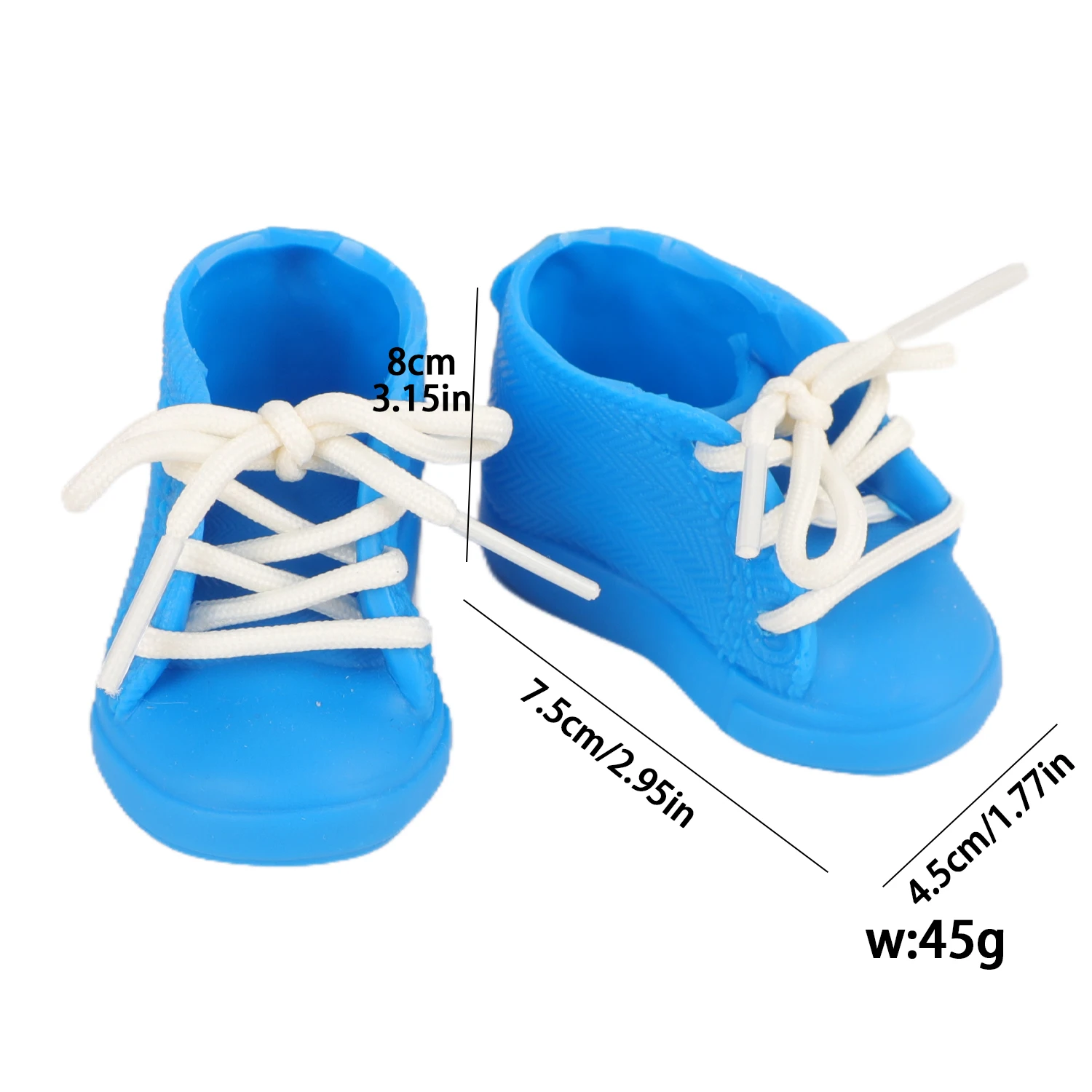 7.5cm Colorful Fully Rubber-coated Doll Shoes Cute Lace-up Mini Shoes For 18-inch American & 43cm Baby Newborn,OG Girl Dolls Toy