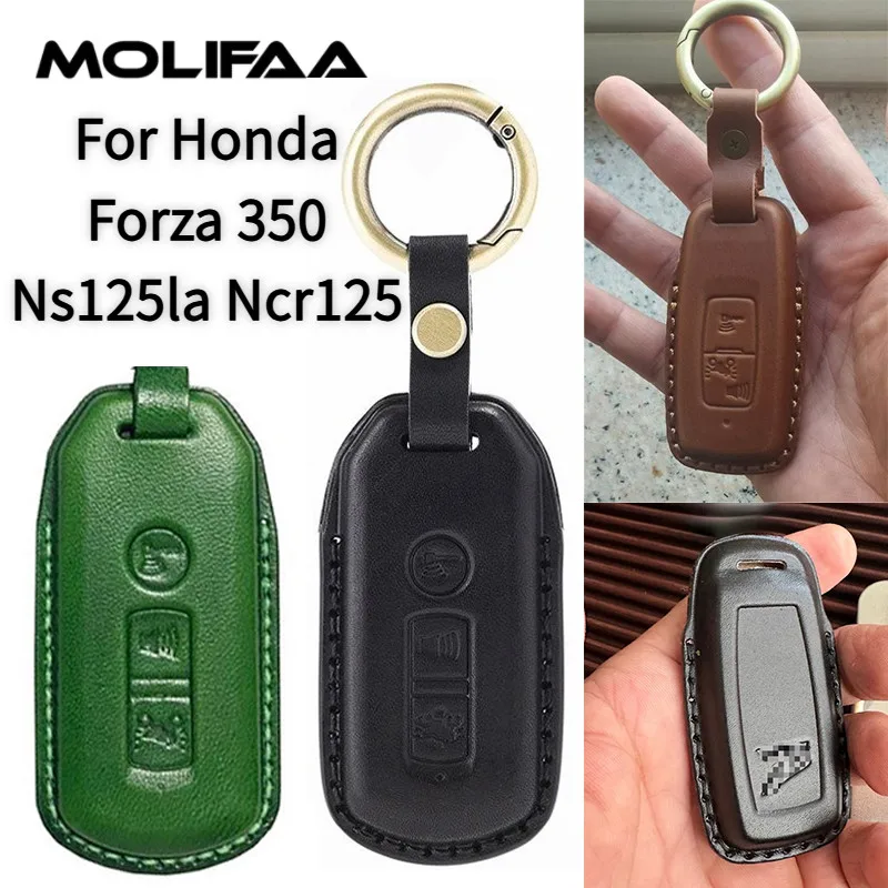 

For Honda Forza 350 Ns125la Ncr125 Key Buckle Motorcycle Key Cover PU Leather Chain Pack Case Keychains Accessories